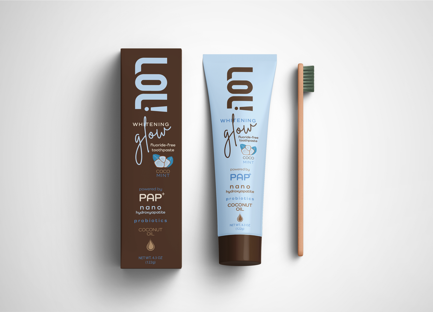 LOL Whitening Glow Fluoride Free Toothpaste (Coconut Oil - Nano Hydroxyapatite - Probiotics)