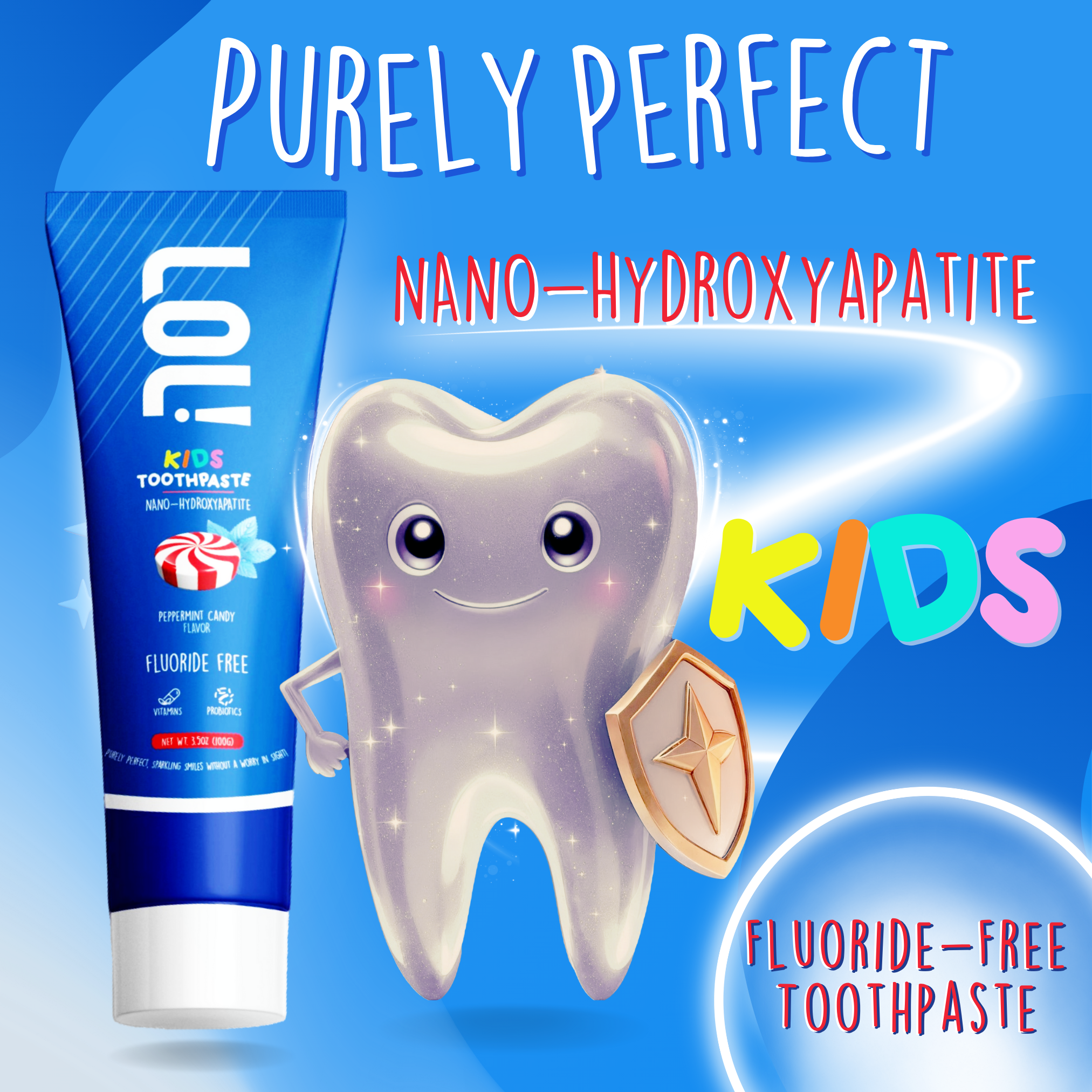LOL Fluoride Free Toothpaste Kids with Nano Hydroxyapatite (n-HA) (Peppermint)
