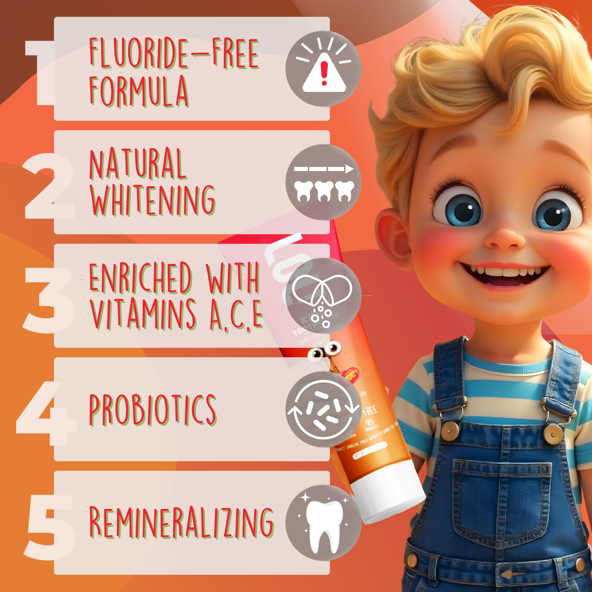 LOL Fluoride Free Toothpaste Kids with Nano Hydroxyapatite (n-HA) (Cinnamon)