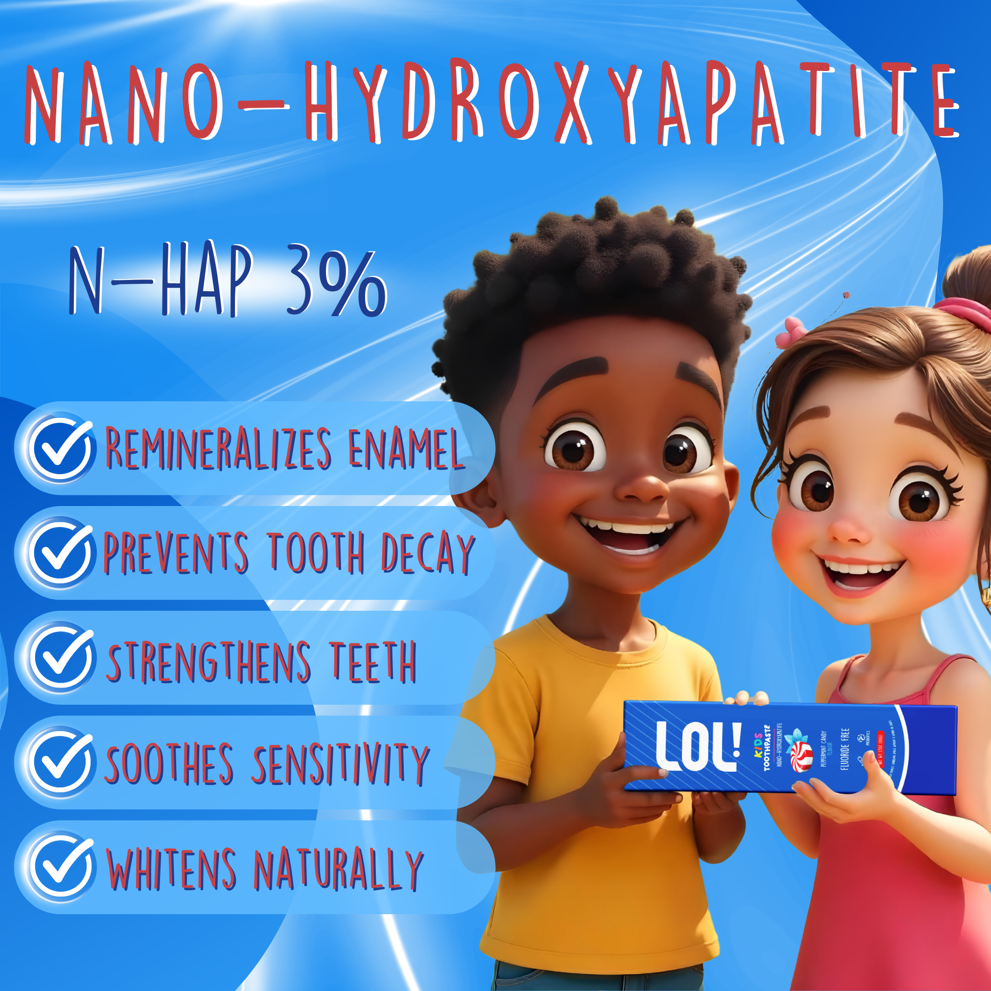 LOL Fluoride Free Toothpaste Kids with Nano Hydroxyapatite (n-HA) (Peppermint)