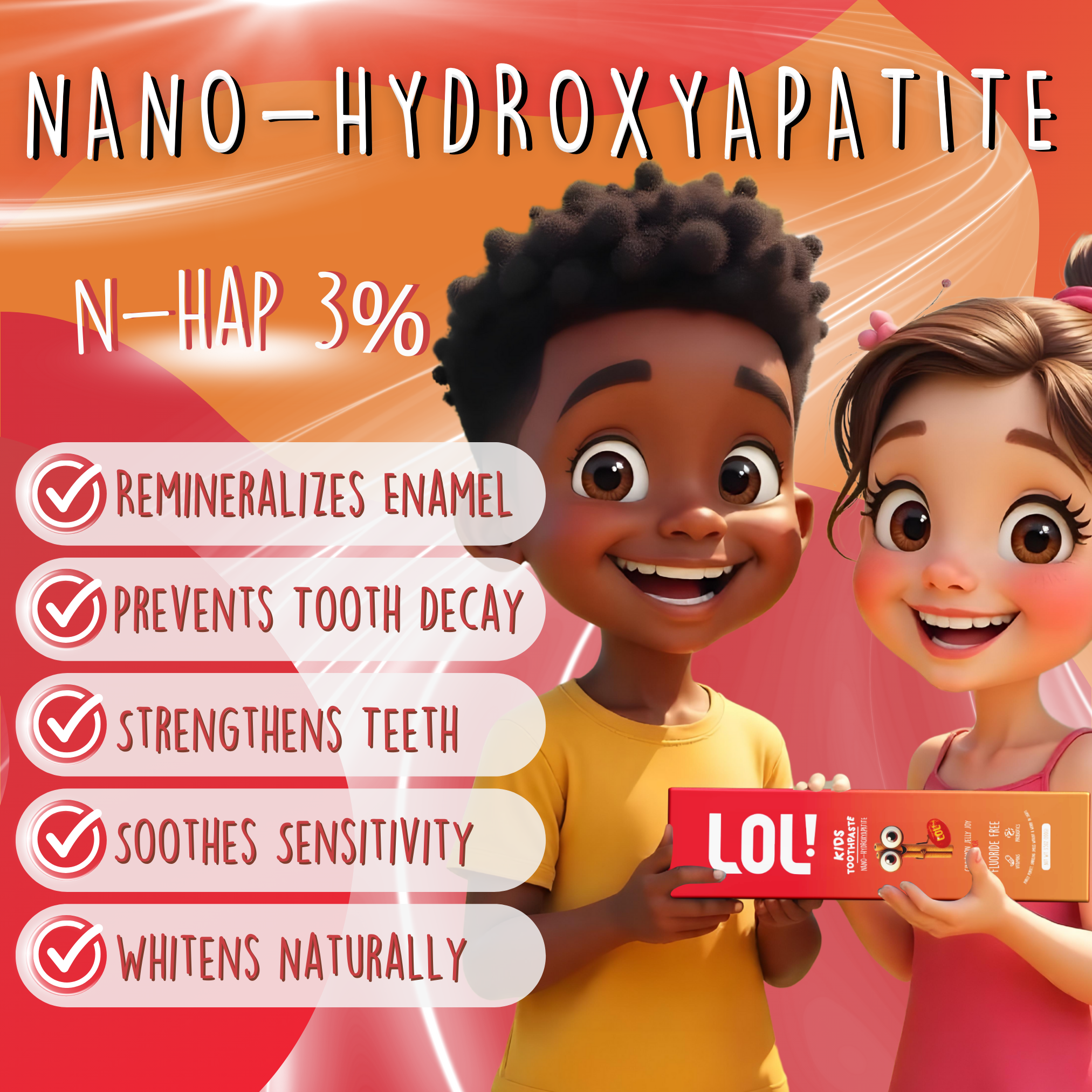 LOL Fluoride Free Toothpaste Kids with Nano Hydroxyapatite (n-HA) (Cinnamon)