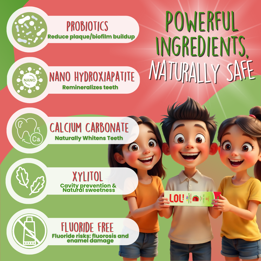 LOL Fluoride Free Toothpaste Kids with Nano Hydroxyapatite (n-HA) (Watermelon)
