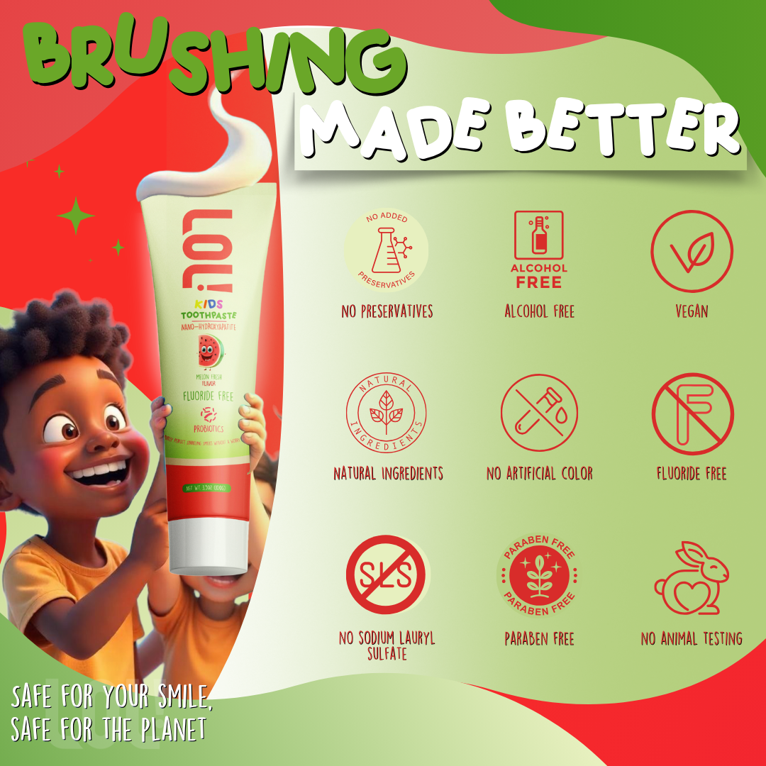 LOL Fluoride Free Toothpaste Kids with Nano Hydroxyapatite (n-HA) (Watermelon)