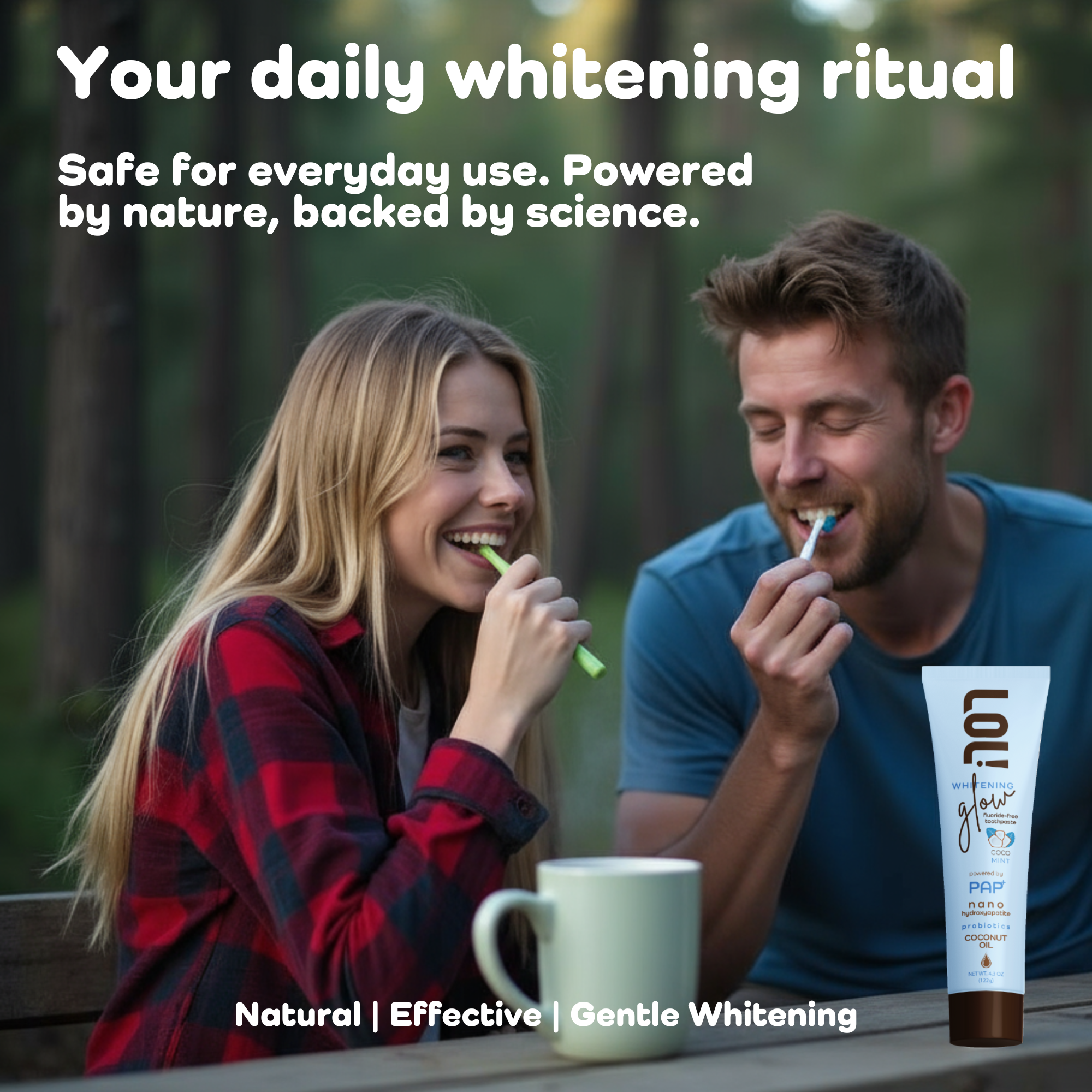 LOL Whitening Glow Fluoride Free Toothpaste (Coconut Oil - Nano Hydroxyapatite - Probiotics)