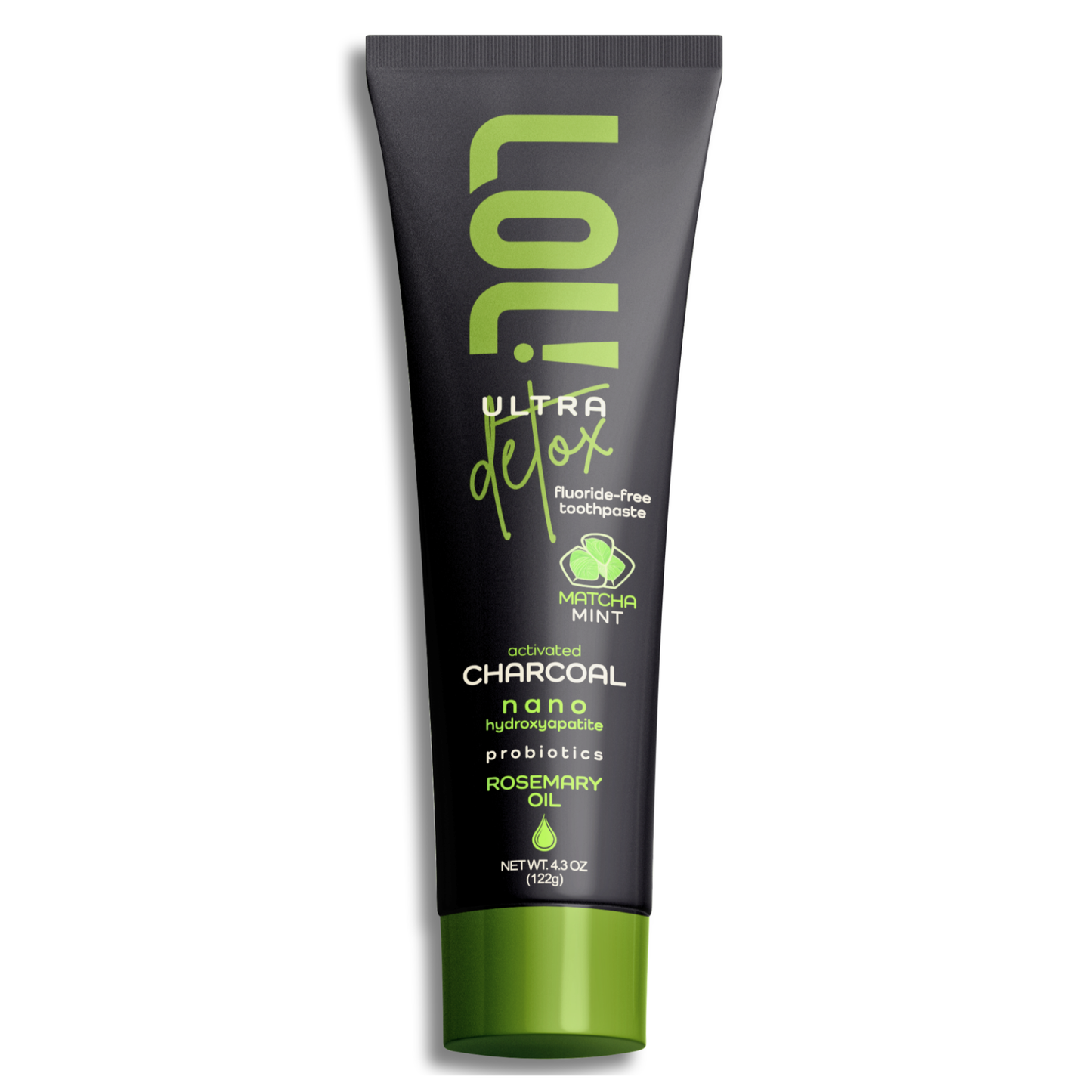 LOL Ultra Detox Activated Charcoal Toothpaste Whitening - Nano Hydroxyapatite, Probiotics, Matcha, Rosemary Oil, Xylitol, Fluoride Free